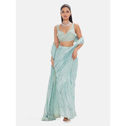Basanti Kapde aur Koffee The Arctic Aurora Draped Saree With Stitched Blouse