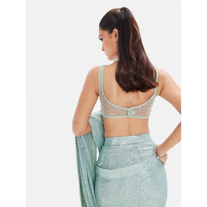 Basanti Kapde aur Koffee The Arctic Aurora Draped Saree With Stitched Blouse