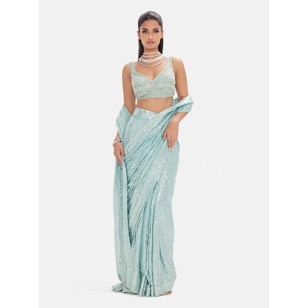 Basanti Kapde aur Koffee The Arctic Aurora Draped Saree With Stitched Blouse