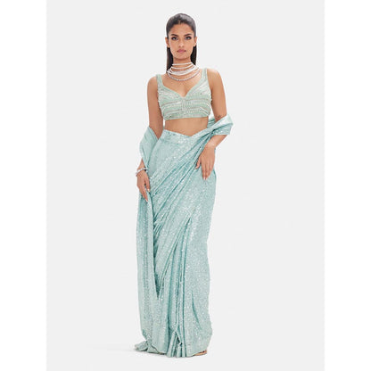 Basanti Kapde aur Koffee The Arctic Aurora Draped Saree With Stitched Blouse