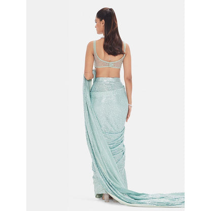 Basanti Kapde aur Koffee The Arctic Aurora Draped Saree With Stitched Blouse