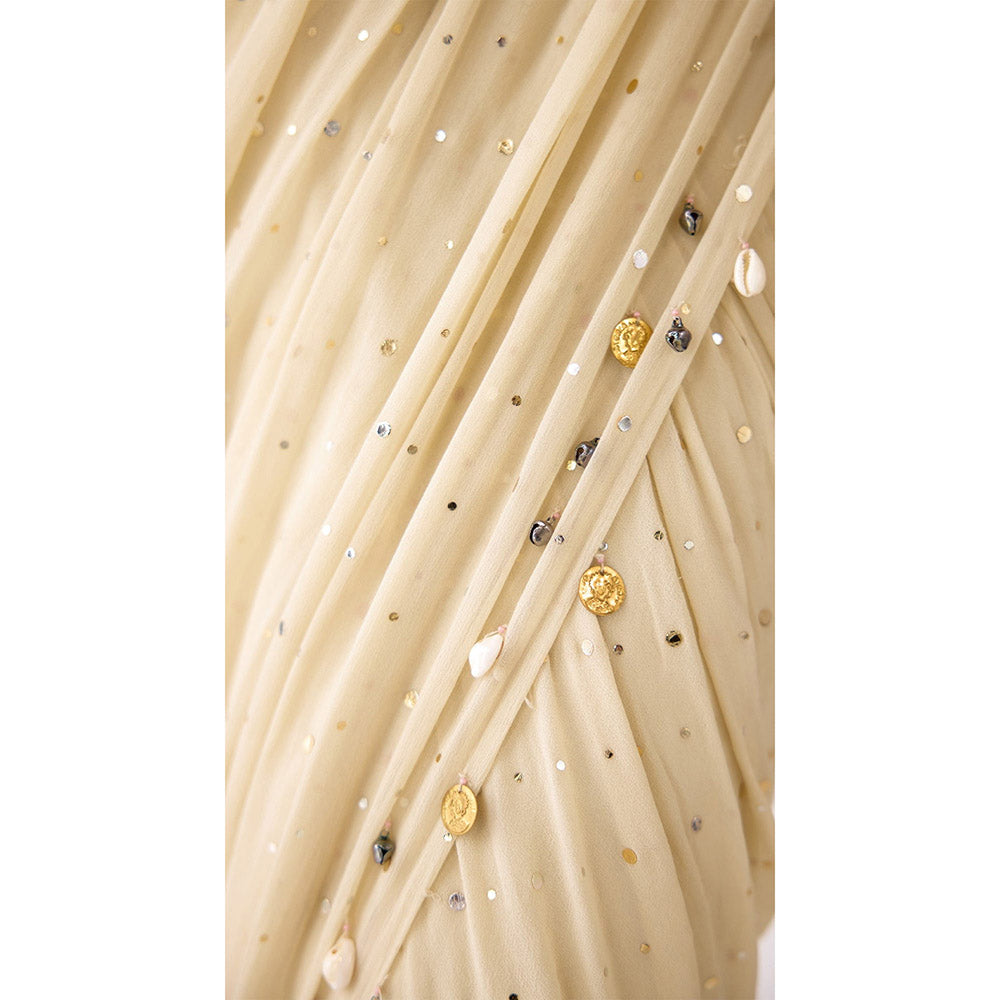 Basanti Kapde aur Koffee The Camilia Grace Draped Saree with Corset Stitched Blouse