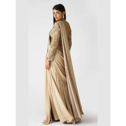 Basanti Kapde aur Koffee The Champagne Moonlight Draped Saree with Stitched Blouse