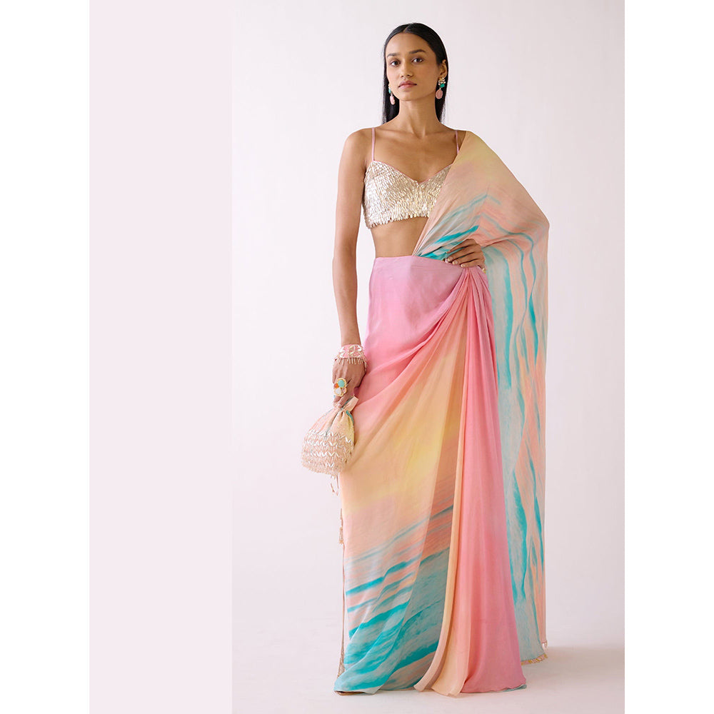 Basanti Kapde aur Koffee The Sandscape Draped Saree with Stitched Blouse
