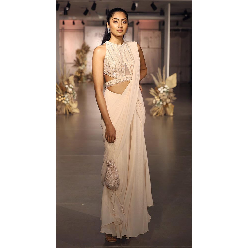 Basanti Kapde aur Koffee The Stellar Blush Draped Saree with Stitched Blouse