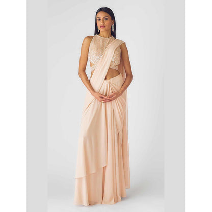Basanti Kapde aur Koffee The Stellar Blush Draped Saree with Stitched Blouse