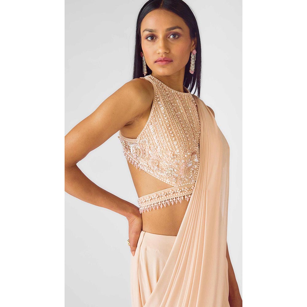Basanti Kapde aur Koffee The Stellar Blush Draped Saree with Stitched Blouse