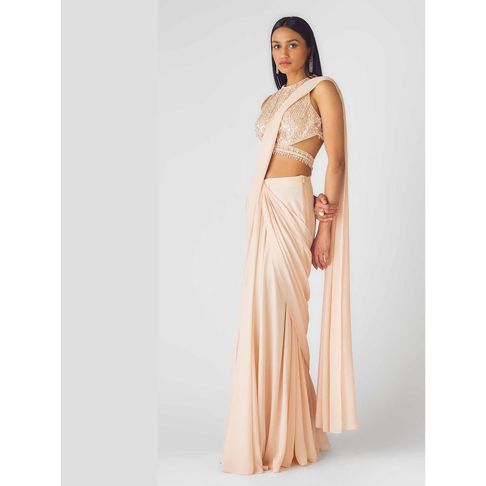 Basanti Kapde aur Koffee The Stellar Blush Draped Saree with Stitched Blouse