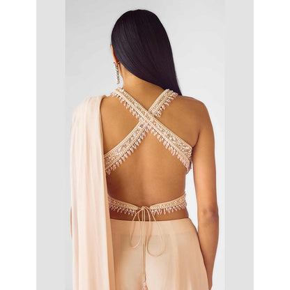 Basanti Kapde aur Koffee The Stellar Blush Draped Saree with Stitched Blouse