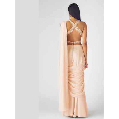 Basanti Kapde aur Koffee The Stellar Blush Draped Saree with Stitched Blouse
