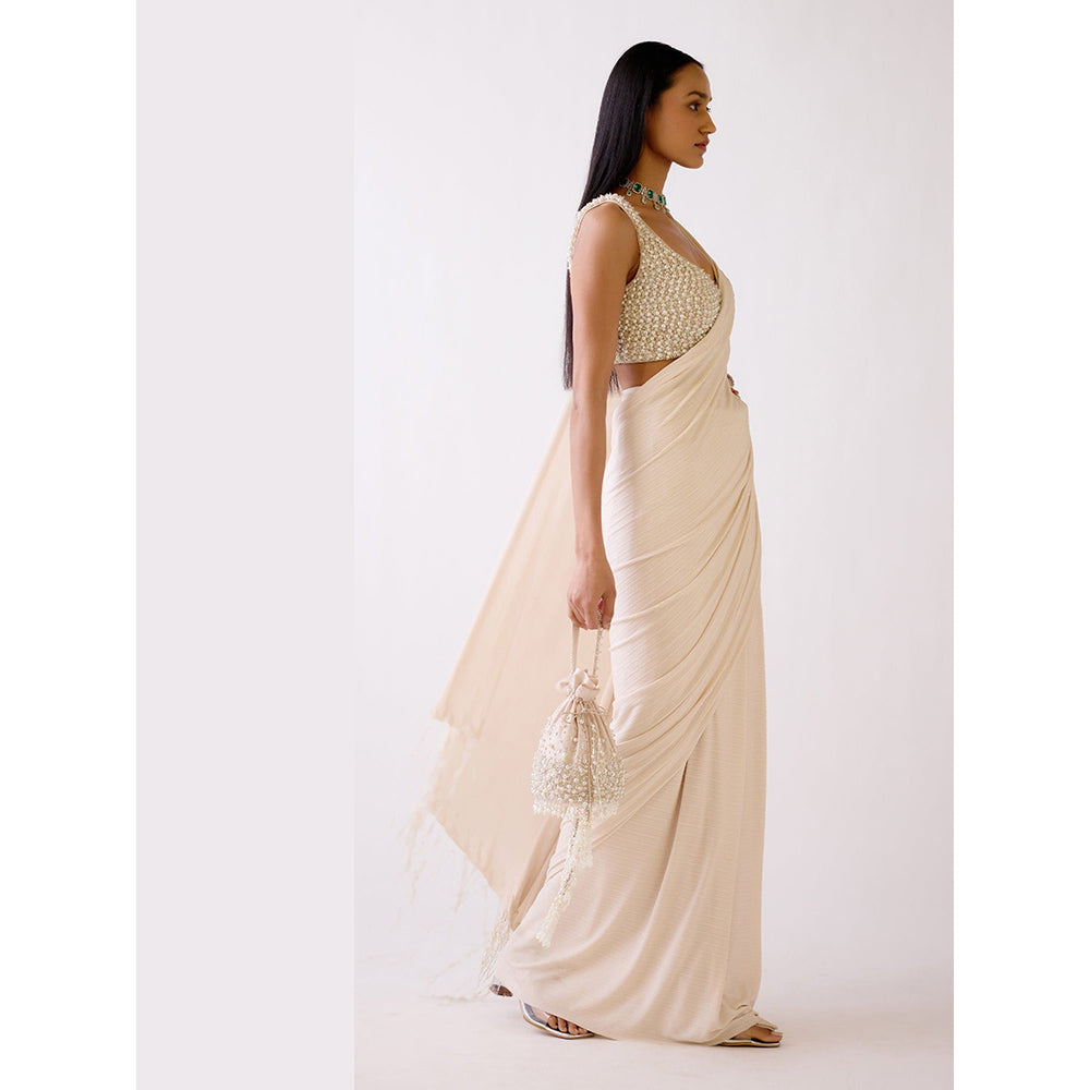 Basanti Kapde aur Koffee The Sundowner Glam Draped Saree with Stitched Blouse
