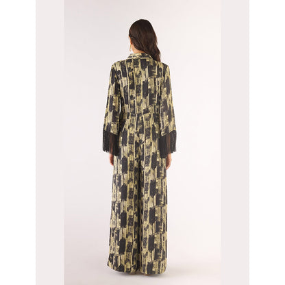 Basanti Kapde aur Koffee Black Cotton Silk Collar Neck Jumpsuit