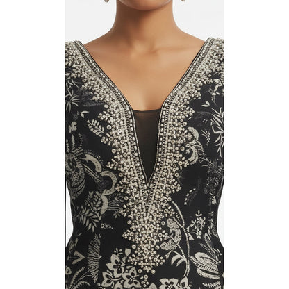 Basanti Kapde aur Koffee Black Crepe Cape Sleeves Jumpsuit