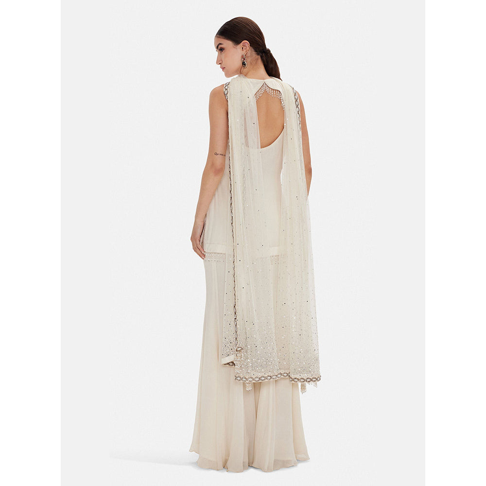 Basanti Kapde aur Koffee The Ivory Glace Embroidered Kurta with Sharara and Dupatta