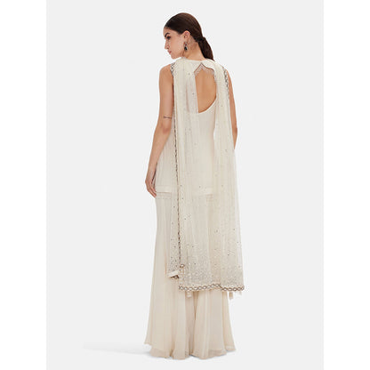 Basanti Kapde aur Koffee The Ivory Glace Embroidered Kurta with Sharara and Dupatta