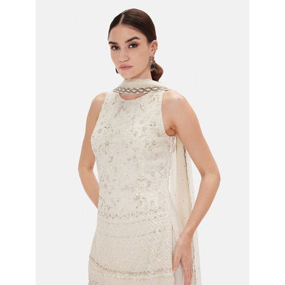 Basanti Kapde aur Koffee The Ivory Glace Embroidered Kurta with Sharara and Dupatta