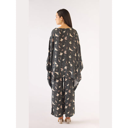 Basanti Kapde aur Koffee Black Muslin Embellished Kaftan with Pant