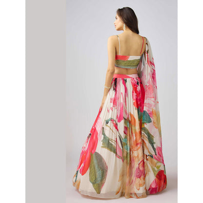 Basanti Kapde aur Koffee Multi Embroidered Lehenga with Stitched Blouse and Dupatta