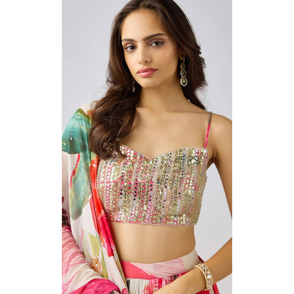 Basanti Kapde aur Koffee Multi Embroidered Lehenga with Stitched Blouse and Dupatta