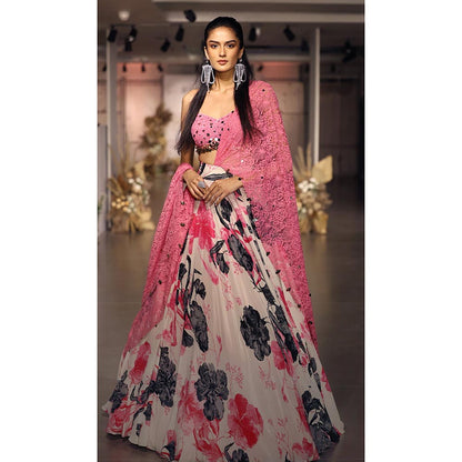 Basanti Kapde aur Koffee The Wildflower Euphoria Pink Lehenga with Stitched Blouse and Dupatta