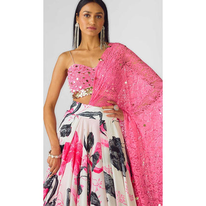 Basanti Kapde aur Koffee The Wildflower Euphoria Pink Lehenga with Stitched Blouse and Dupatta