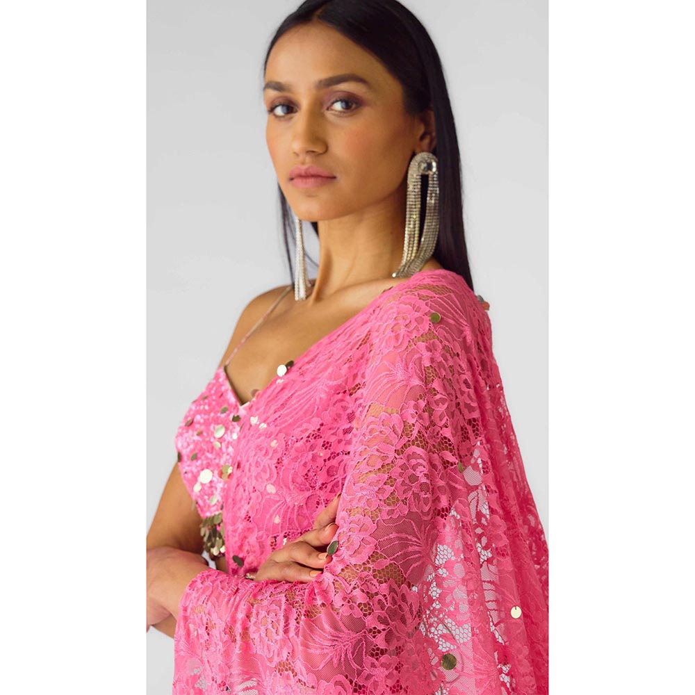 Basanti Kapde aur Koffee The Wildflower Euphoria Pink Lehenga with Stitched Blouse and Dupatta