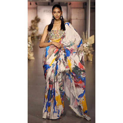 Basanti Kapde aur Koffee The Artsy Odyssey Draped Saree with Stitched Blouse
