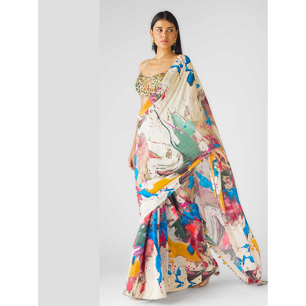 Basanti Kapde aur Koffee The Artsy Odyssey Draped Saree with Stitched Blouse