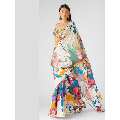 Basanti Kapde aur Koffee The Artsy Odyssey Draped Saree with Stitched Blouse