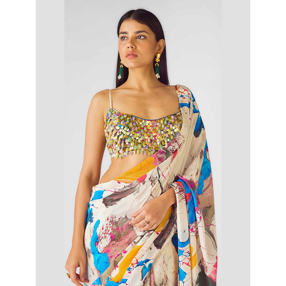 Basanti Kapde aur Koffee The Artsy Odyssey Draped Saree with Stitched Blouse