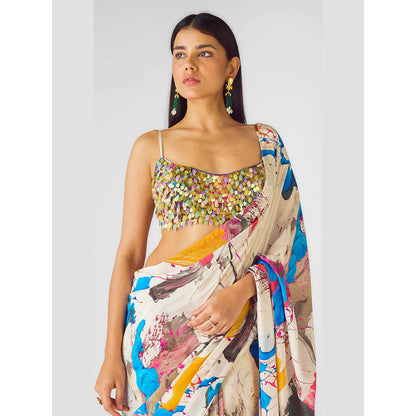 Basanti Kapde aur Koffee The Artsy Odyssey Draped Saree with Stitched Blouse
