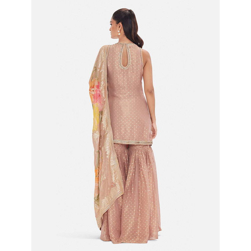 Basanti Kapde aur Koffee The Rose Cendree Embroidered Kurta with Sharara and Dupatta