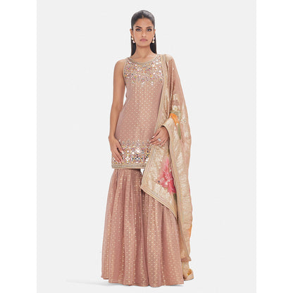 Basanti Kapde aur Koffee The Rose Cendree Embroidered Kurta with Sharara and Dupatta