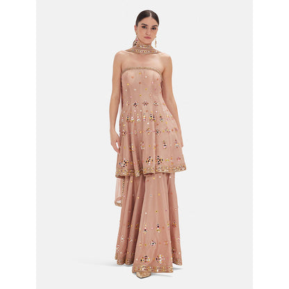 Basanti Kapde aur Koffee The Ethereal Petal Embroidered Kurta with Sharara and Dupatta