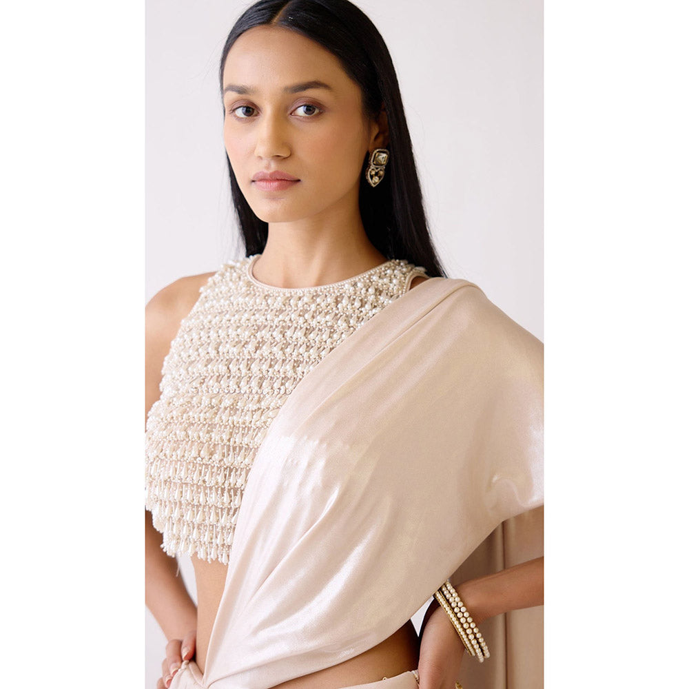 Basanti Kapde aur Koffee The Champgne Evening Pre Drape Saree with Stitched Blouse