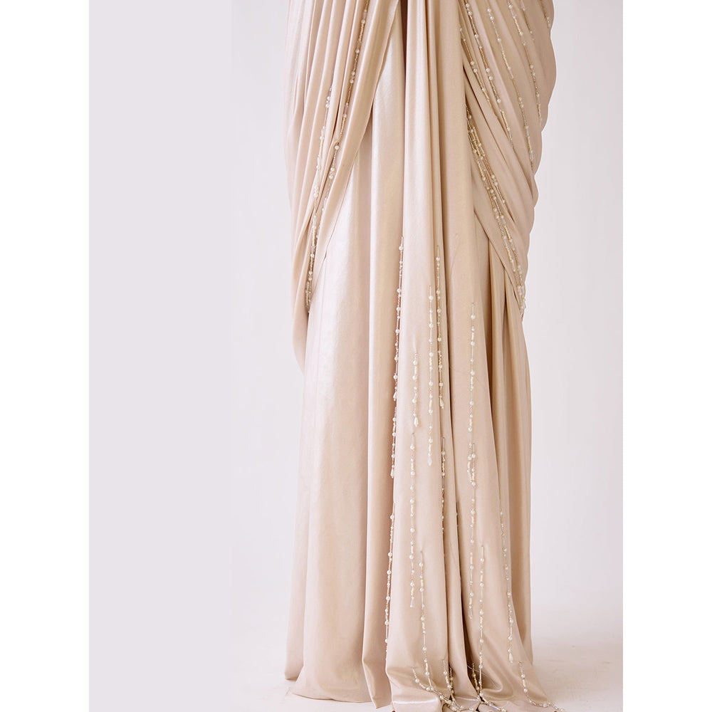 Basanti Kapde aur Koffee The Champgne Evening Pre Drape Saree with Stitched Blouse