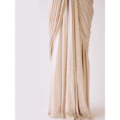 Basanti Kapde aur Koffee The Champgne Evening Pre Drape Saree with Stitched Blouse