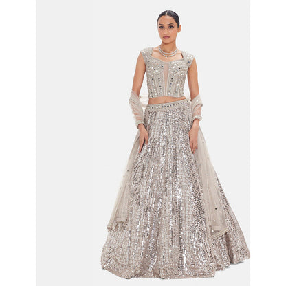 Basanti Kapde aur Koffee The Mist & Mirror Lehenga And Stitched Blouse With Dupatta