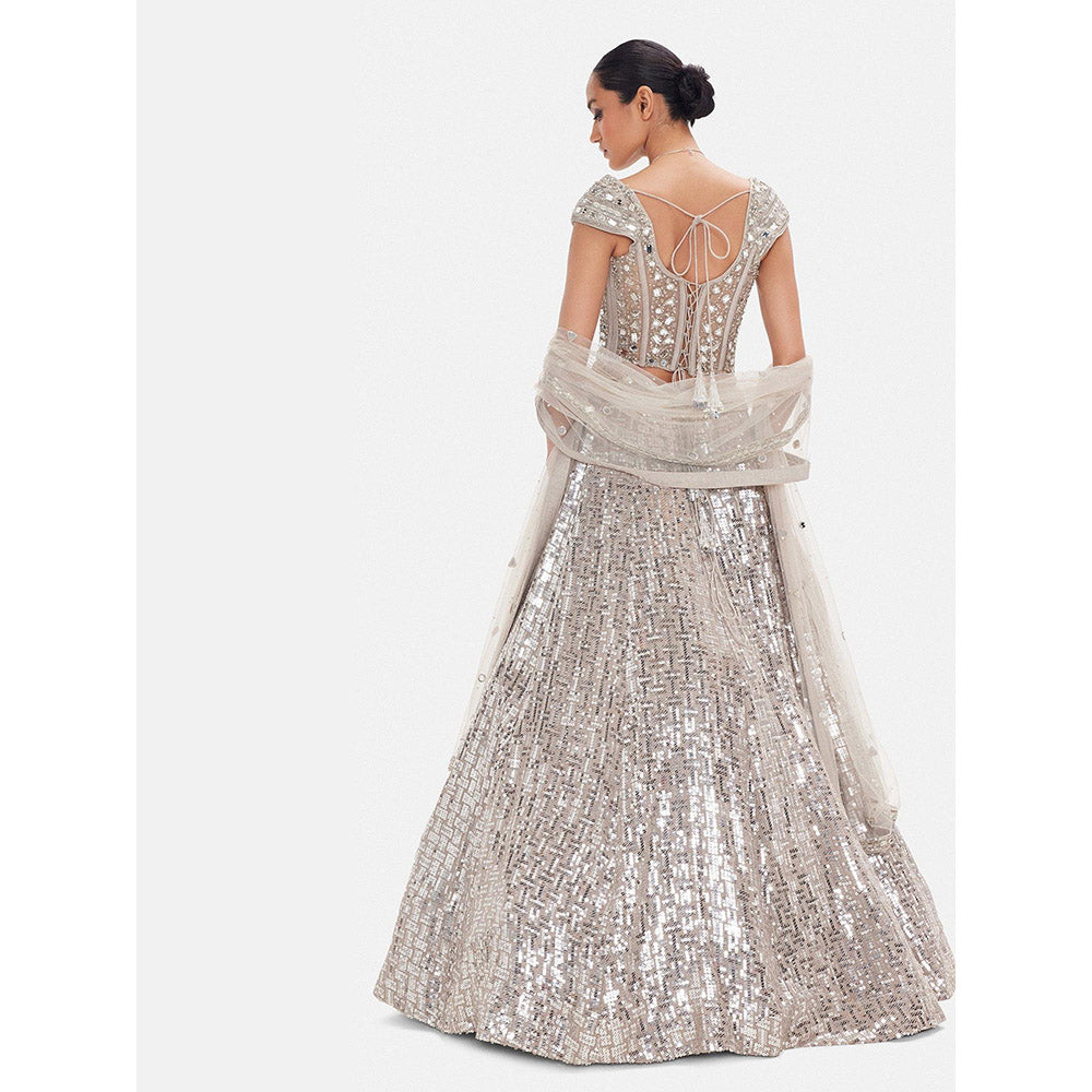 Basanti Kapde aur Koffee The Mist & Mirror Lehenga And Stitched Blouse With Dupatta