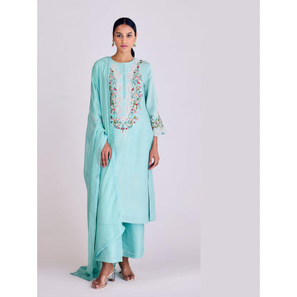 Basanti Kapde aur Koffee Aqua Tissue Kurta and Pant with Dupatta