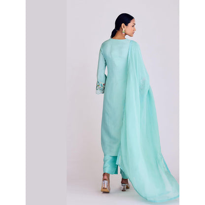 Basanti Kapde aur Koffee Aqua Tissue Kurta and Pant with Dupatta