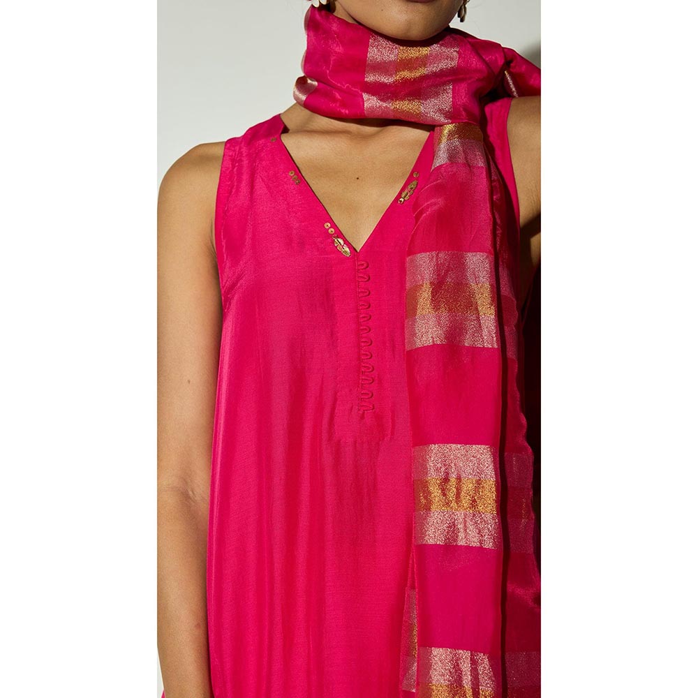 Basanti Kapde aur Koffee The Solar Cerise Kurta with Palazzo and Dupatta