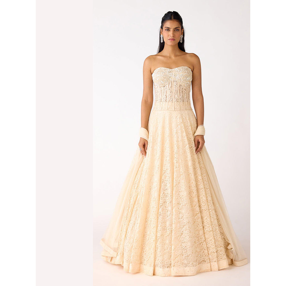 Basanti Kapde aur Koffee The Radiant Pearl Lehenga And Corset With Dupatta