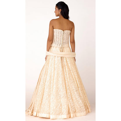 Basanti Kapde aur Koffee The Radiant Pearl Lehenga And Corset With Dupatta