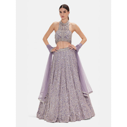 Basanti Kapde aur Koffee The Regal Lilac Lehenga And Stitched Blouse With Dupatta