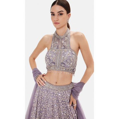 Basanti Kapde aur Koffee The Regal Lilac Lehenga And Stitched Blouse With Dupatta