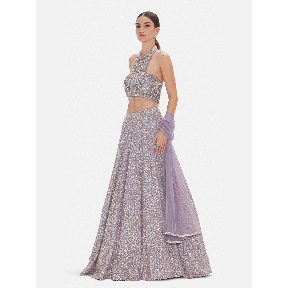 Basanti Kapde aur Koffee The Regal Lilac Lehenga And Stitched Blouse With Dupatta