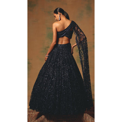 Basanti Kapde aur Koffee The Waltz Of Midnight Lehenga And Stitched Blouse With Dupatta