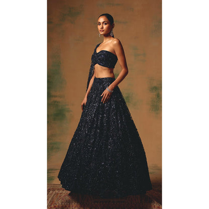 Basanti Kapde aur Koffee The Waltz Of Midnight Lehenga And Stitched Blouse With Dupatta