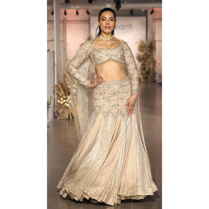 Basanti Kapde aur Koffee The Champagne Dawn Lehenga And Stitched Blouse With Dupatta